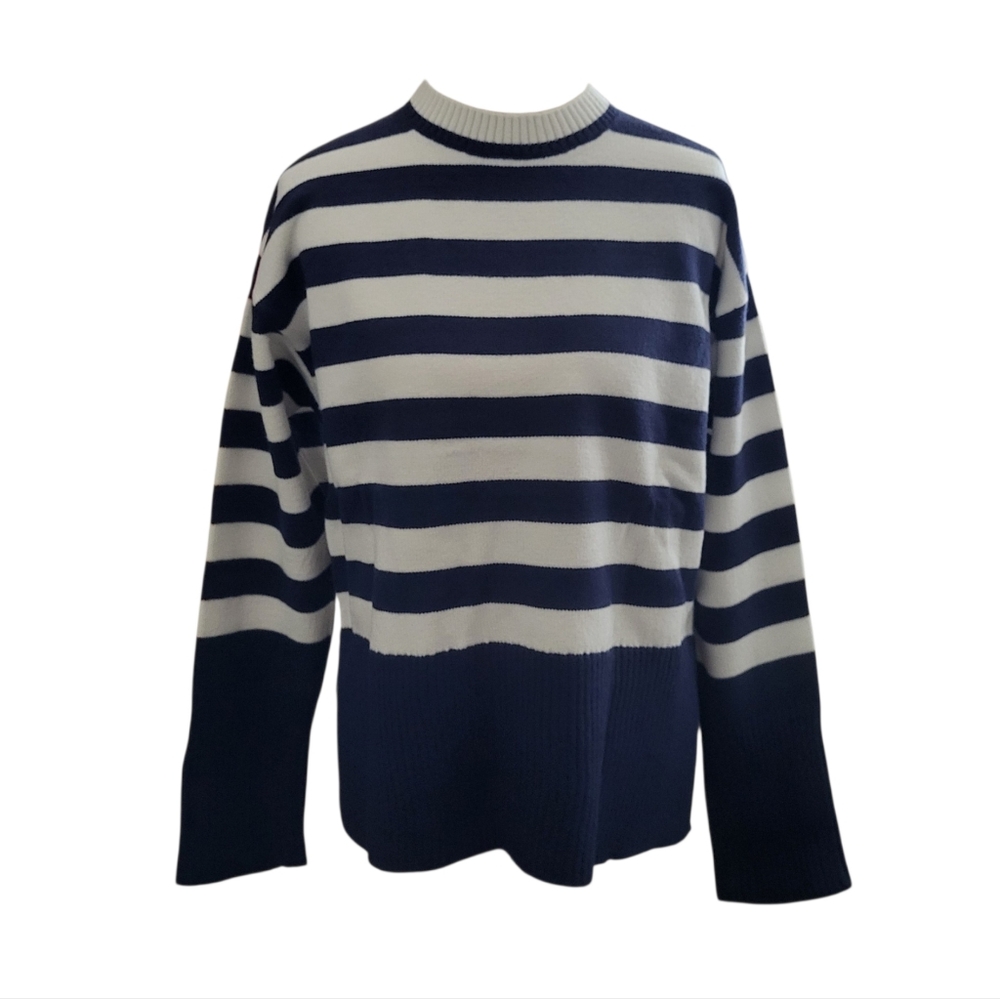 NEW Vigoss Women's Stripe Navy/White Side Slit Sweater - S